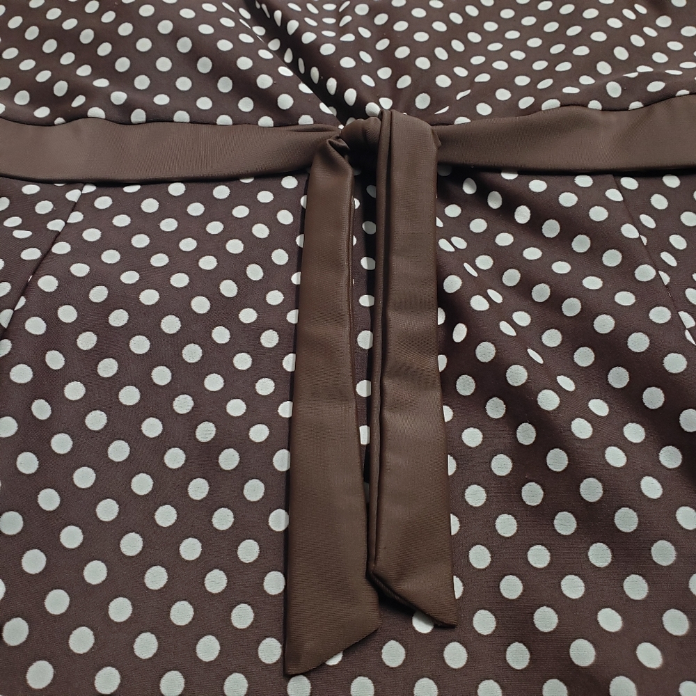 A Shore Fit Swimdress 10 Thigh Solutions One Piece Brown Polka Dot Swim Retro - Picture 9 of 14